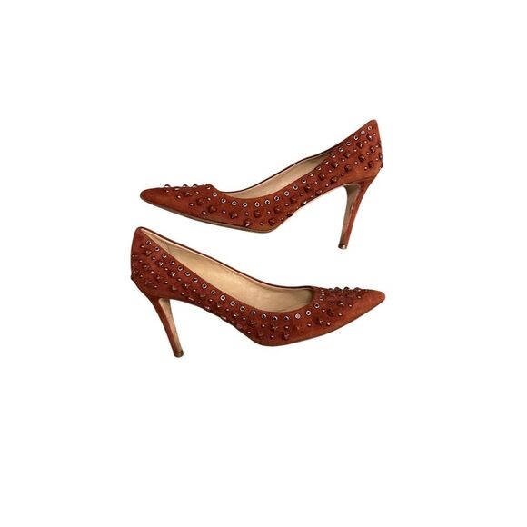 J.Crew Women's Everly Studded Pumps Brown Suede Size 8 Heels - Picture 4 of 9